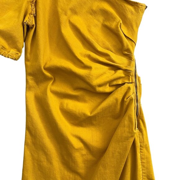 Jonathan Simkhai One Shoulder Denim Ruffle Mini Dress 10 Yellow Asymmetric‎ - Picture 5 of 16
